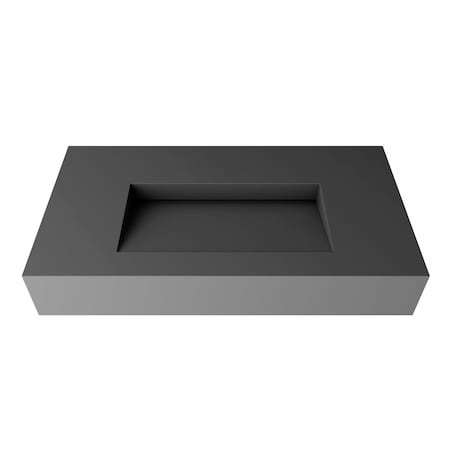 Castello Usa Pyramid 36 in Solid Surface Wall-Mounted Bathroom Sink in Gray with No Faucet Hole CB-GM-2053-36-G-NH